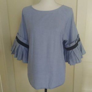 Blue chambray peasant style top from Italy size L